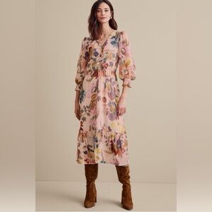 Soft Surroundings Maggie Dress in Multi Floral Size Large New!